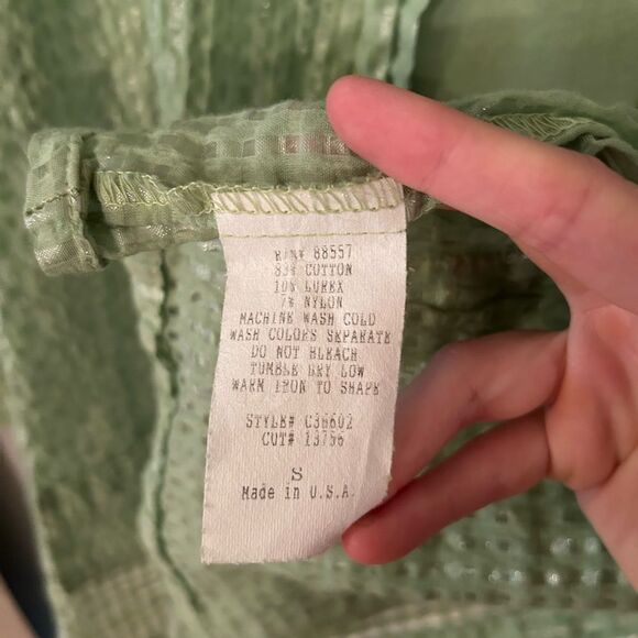 Fenini Women's Size Small Green Cotton Tank and Long Sleeve Button up Top Set - Picture 11 of 15